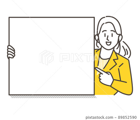 拿著板子的女人[矢量圖素材] 89852590