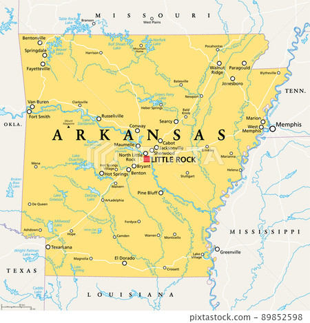 Arkansas, AR, political map, with capital... - Stock Illustration ...