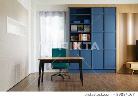 Temba board blue bookshelf living room with tv Temba board blue bookshelf living room with tv 89854167