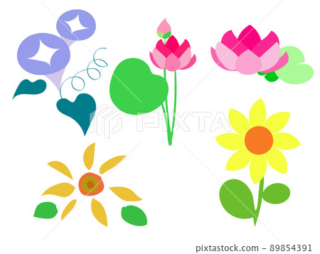 Summer flower icon set 89854391
