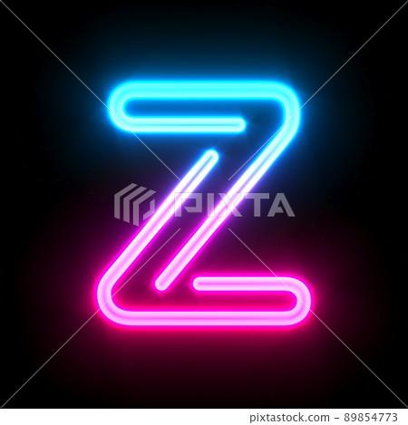 Blue pink glowing neon tube font Letter Z 3D 89854773