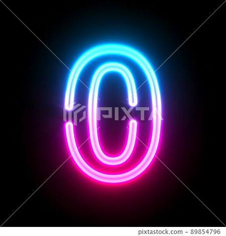 Blue pink glowing neon tube font Number 0 ZERO 3D Blue pink glowing neon tube font Number 0 ZERO 3D 89854796