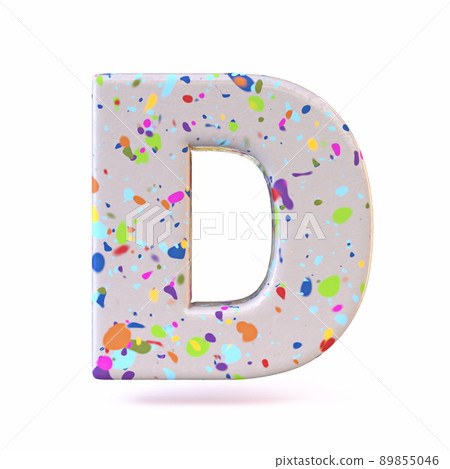 Colorful terrazzo pattern font Letter D 3D Colorful terrazzo pattern font Letter D 3D 89855046