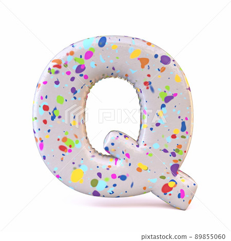 Colorful terrazzo pattern font Letter Q 3D Colorful terrazzo pattern font Letter Q 3D 89855060