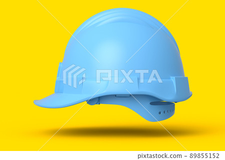 Yellow safety helmet or hard cap isolated on yellow monochrome background Yellow safety helmet or hard cap isolated on yellow monochrome background 89855152