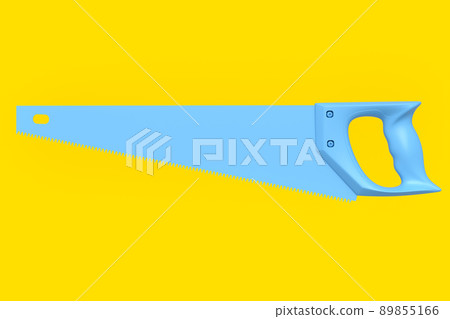 Hand saw with hardened teeth isolated on yellow monochrome background Hand saw with hardened teeth isolated on yellow monochrome background 89855166