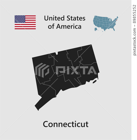Vector map state Connecticut, flag and map USA Vector map state Connecticut, flag and map USA 89855252