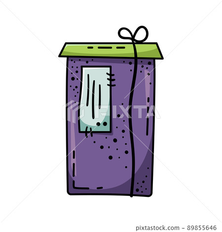 Doodle illustrations of beautiful gift boxes. A gift packed in a beautiful box with a ribbon. Doodle illustrations of beautiful gift boxes. A gift packed in a beautiful box with a ribbon. 89855646
