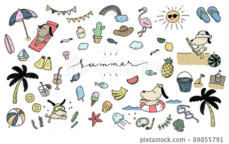 夏季材料帶狗(彩色) 夏季材料帶狗(彩色) 89855791