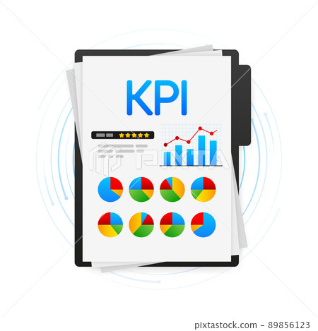 Flat icon with kpi for marketing design. Financial investment. Business data analysis 89856123