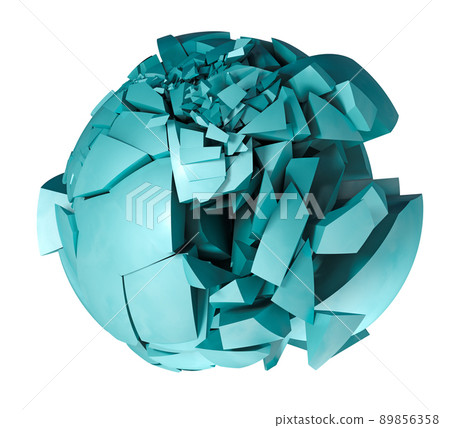 Broken shape and stone ball. 89856358