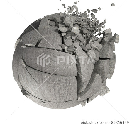 Broken shape and stone ball. 89856359