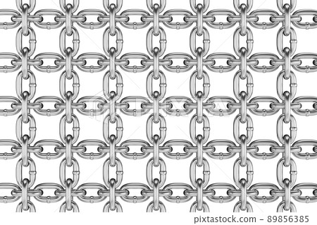 Background with silver metal chain. A common metal short-link chain. 3D render 89856385