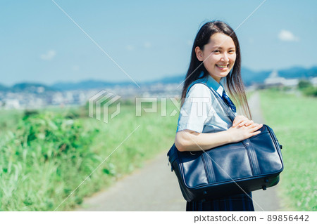 High school girl in summer uniform 89856442