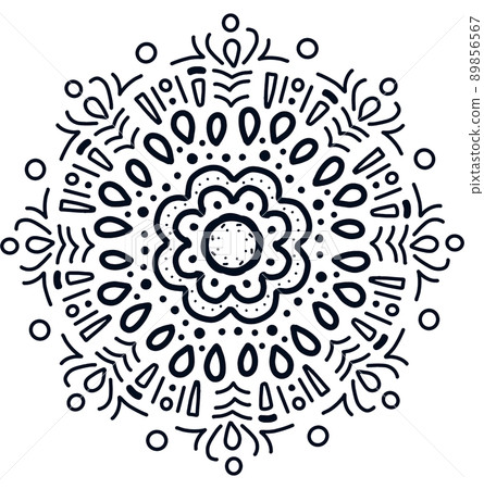 Mandala pattern ornament hand drawing illustrtion symmetrical meditation art 89856567