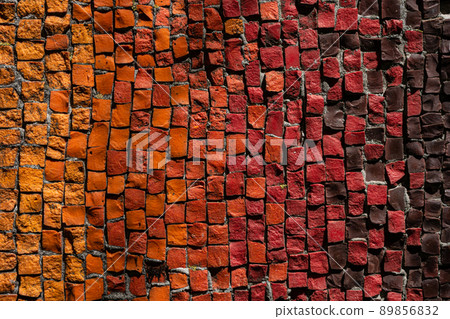 Mosaic of small red, yellow, brown, orange, bright pebbles. Mosaic of small red, yellow, brown, orange, bright pebbles. 89856832