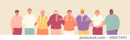 Hugging smiling elderly people vector Hugging smiling elderly people vector 89857445