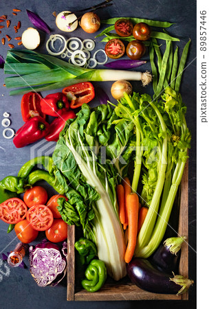 Vegetarian food background and cooking recipes. Vegetarian food background and cooking recipes. 89857446