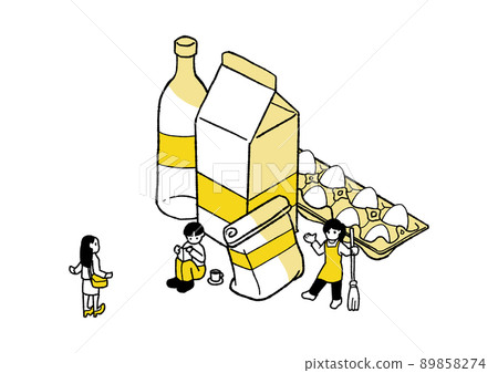 Cooking ingredients and people's illustrations isometric 89858274