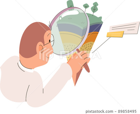 Soil analysis and earth pollution or structure control. Scientist measuring ground levels status metaphor Soil analysis and earth pollution or structure control. Scientist measuring ground levels status metaphor 89858495