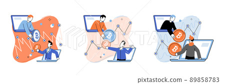 Cryptocurrency bitcoin mining metaphor, Blockchain technology. Cyber banking exchange procedures 89858783