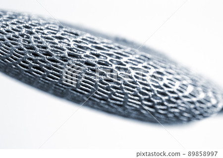 Model printed on 3D printer for metal close-up macro. Three-dimensional model printed on metal 3D printer. Model printed laser sintering machine for metal. Form printed by selective laser melting 89858997