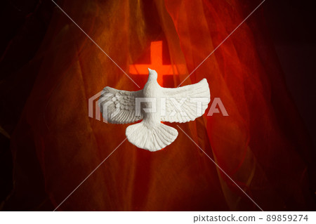 Pentecost Sunday. Pentecost background with flying dove Pentecost Sunday. Pentecost background with flying dove 89859274