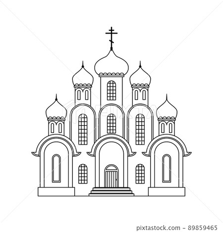 Vector illustration of the Orthodox Christian Church. A religious building. Outline Vector illustration of the Orthodox Christian Church. A religious building. Outline 89859465