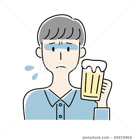 Hand-painted style ・ Vector illustration of a man who is sick after drinking beer 89859968