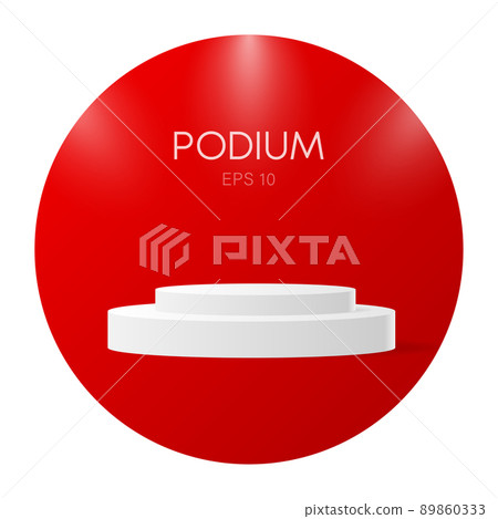 Winner podium. Vector geometric platform. Red technology background. Award ceremony background 89860333