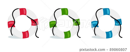 Lifebuoy set in cartoon style Vector illustration isolated on white background Lifebuoy set in cartoon style Vector illustration isolated on white background 89860807