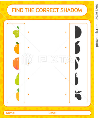 Find the correct shadows game with fruits. worksheet for preschool kids, kids activity sheet Find the correct shadows game with fruits. worksheet for preschool kids, kids activity sheet 89861260