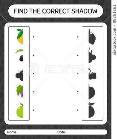 Find the correct shadows game with fruits. worksheet for preschool kids, kids activity sheet Find the correct shadows game with fruits. worksheet for preschool kids, kids activity sheet 89861261