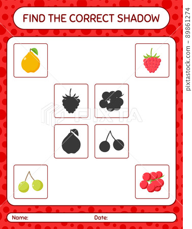 Find the correct shadows game with fruits. worksheet for preschool kids, kids activity sheet Find the correct shadows game with fruits. worksheet for preschool kids, kids activity sheet 89861274