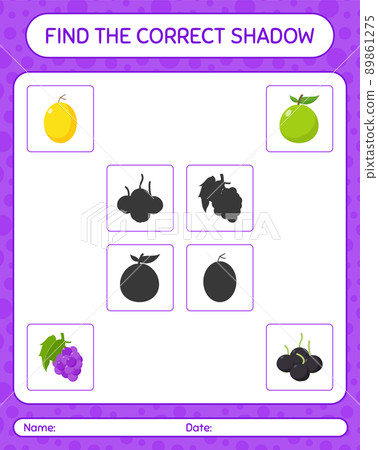 Find the correct shadows game with fruits. worksheet for preschool kids, kids activity sheet Find the correct shadows game with fruits. worksheet for preschool kids, kids activity sheet 89861275