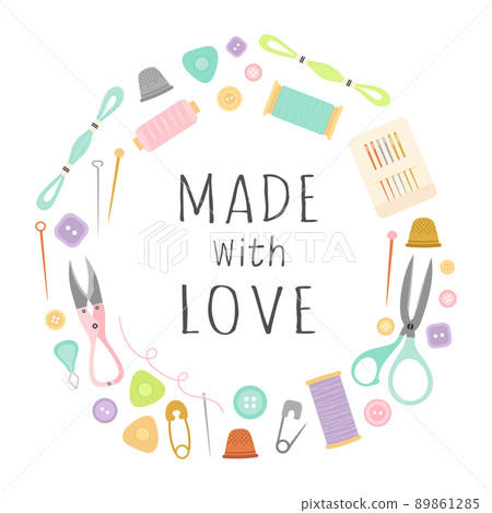 vector illustration of frame set sewing needlework 89861285