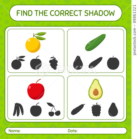 Find the correct shadows game with fruits. worksheet for preschool kids, kids activity sheet Find the correct shadows game with fruits. worksheet for preschool kids, kids activity sheet 89861321