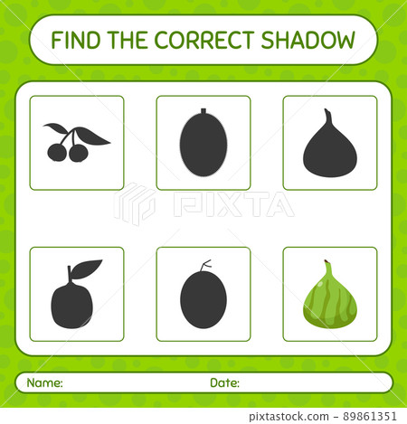 Find the correct shadows game with indian fig. worksheet for preschool kids, kids activity sheet 89861351