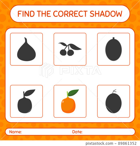 Find the correct shadows game with imbe. worksheet for preschool kids, kids activity sheet 89861352