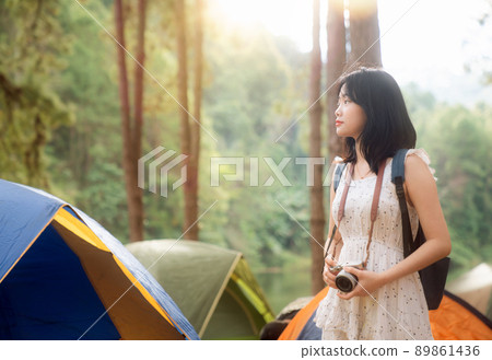 Asian girl travel and walk on the park at Pang umg park 89861436