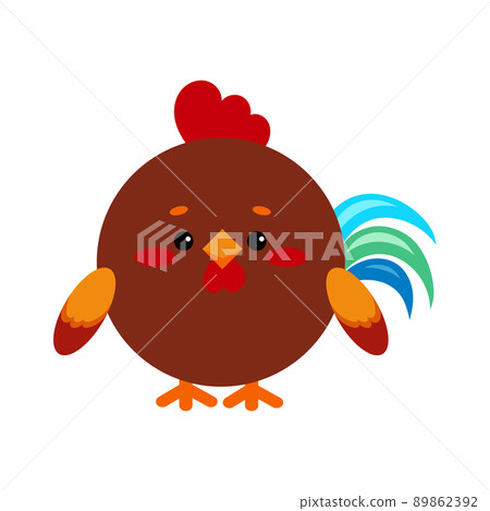 Circle cock bird farm animal face icon isolated on white background. 89862392