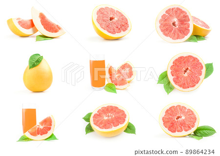 Set of pompelmoes isolated on a white background with clipping path 89864234