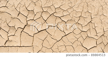 Waterless dry dead ground dirt with cracks and fracture. 89864513