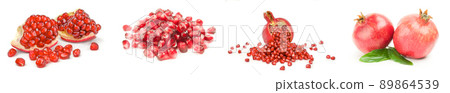 Collection of pomegranate on a white background 89864539