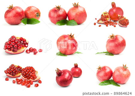 Set of pomegranates on a white background. Clipping path Set of pomegranates on a white background. Clipping path 89864624