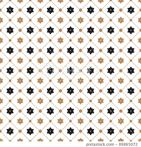 Cell, grid with diagonal lines and flowers seamless background, pattern. 89865072