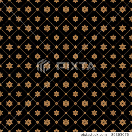 Cell, grid with diagonal lines and flowers seamless background, pattern. 89865076