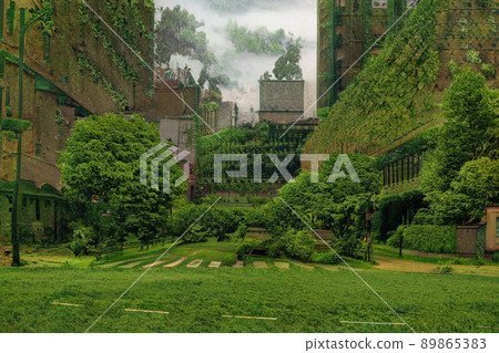 An earth where humankind disappears and plants thrive 89865383