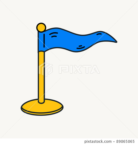 Cartoon vector funny cute Comic characters, blue flag. Cartoon vector funny cute Comic characters, blue flag. 89865865