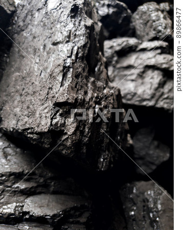 Close-up of black coal stones. fuels and minerals. Background 89866477
